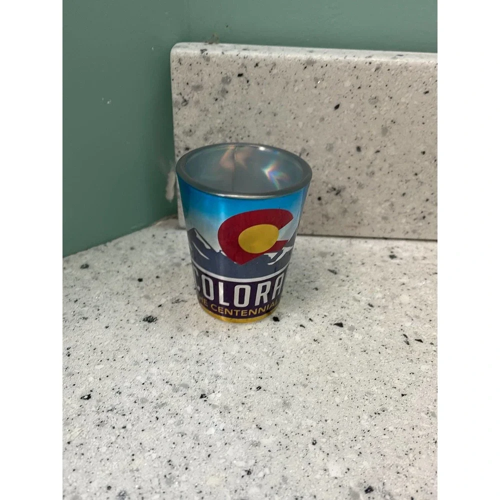 Colorado beauriful mountainous scene glass shot glass